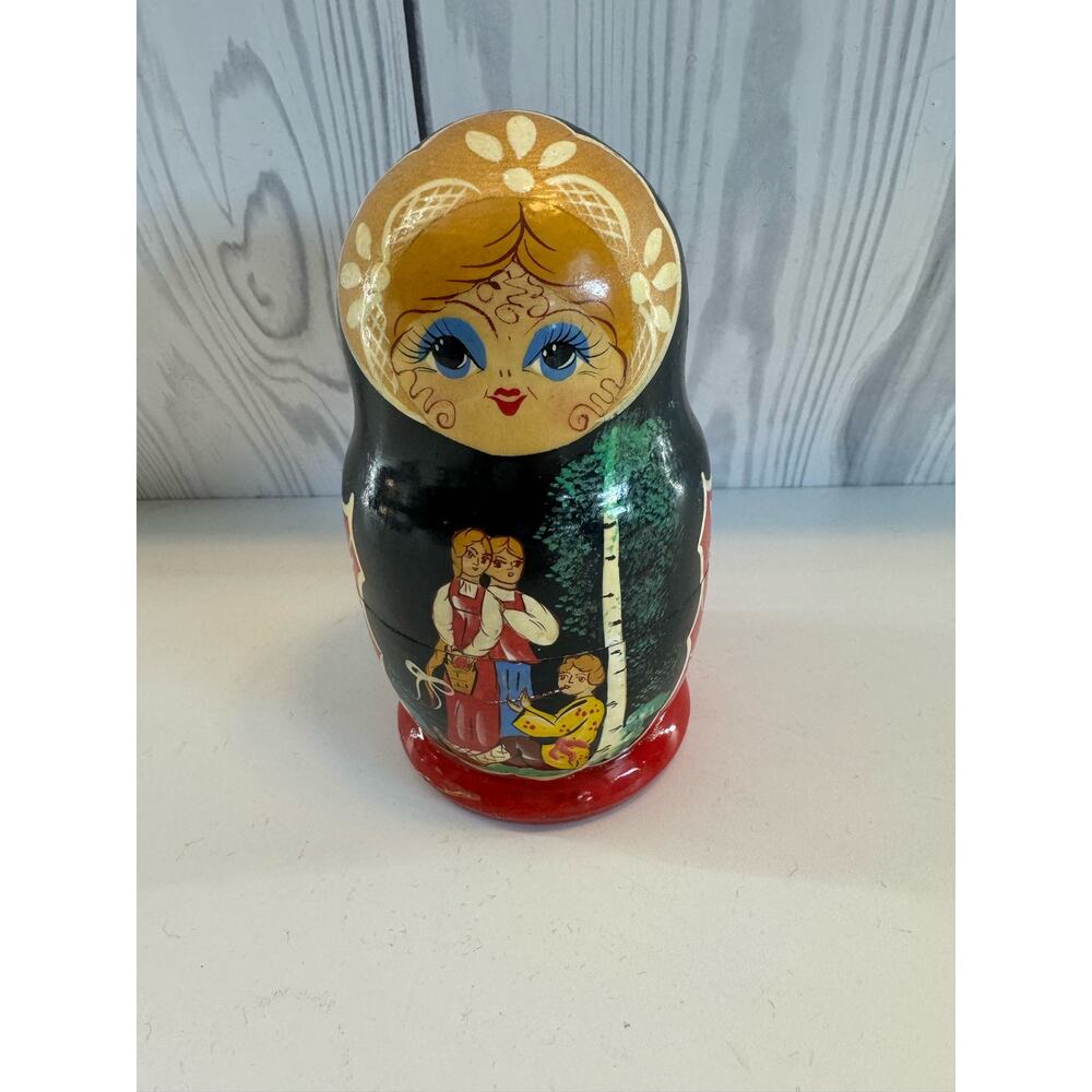 Vintage Russian Nesting Doll Traditional Babushka Handmade Set of 5